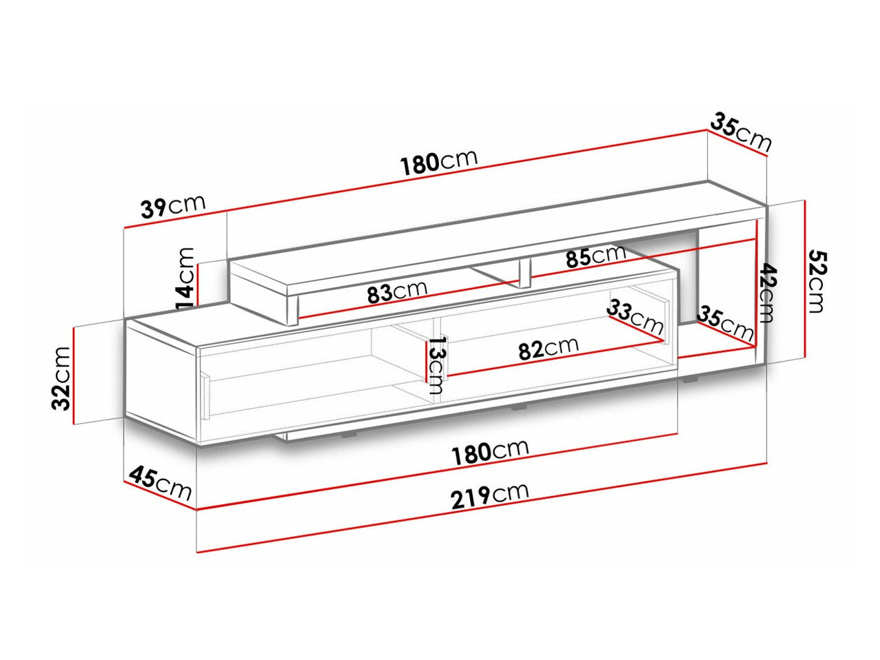 TV staliukas Bota 40 24W0FG40, Spalva: Matinė juoda