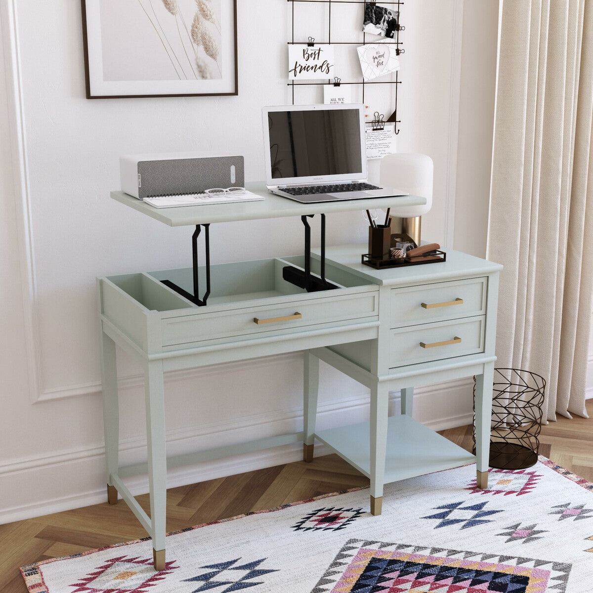 Darbo stalas Cosmoliving Westerleigh Lift Darbo stalas Grafitas, Pale Žalia 5228811COM (Šviesi žalia)