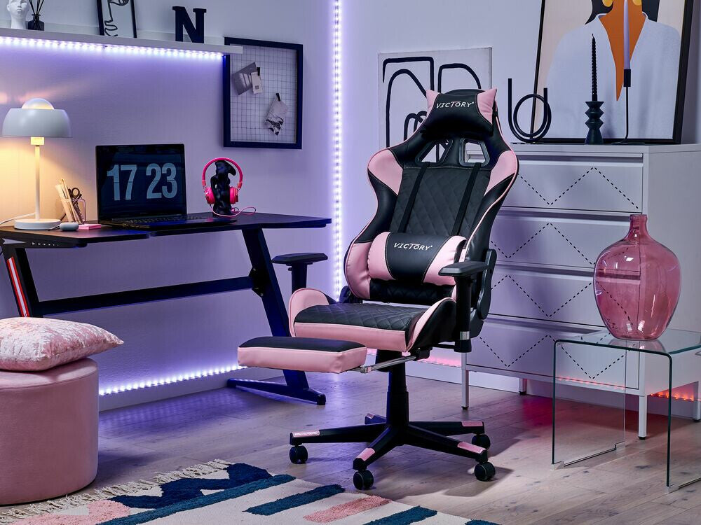Žaidimų kėdė Gaming Kėdė Juoda and Rožinė VICTORY 318688 (Juoda + Rožinė)