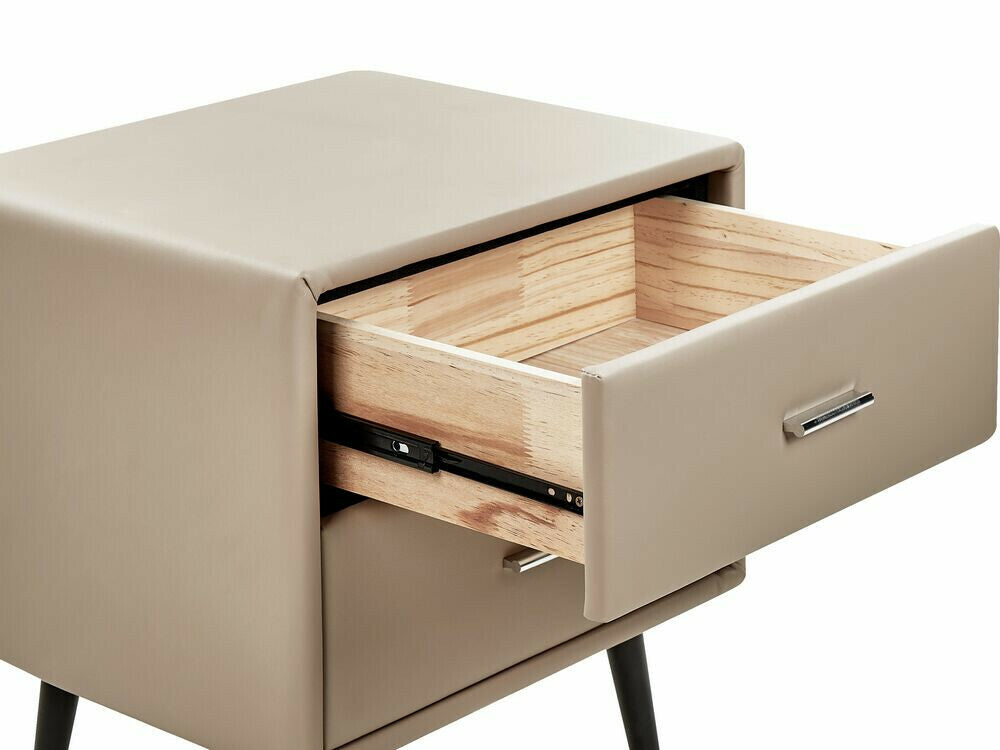 Naktinis staliukas 2 Stalčius Faux Oda Lovoside Stalas Beige ESSONNE 204983 Spalva: Beige + Juoda