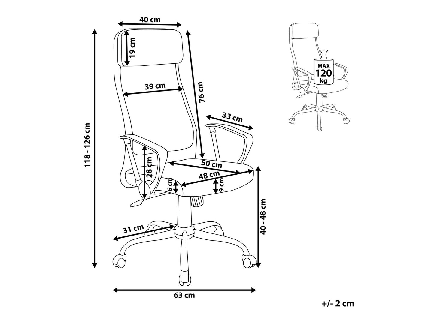 Biuro kėdė Swivel Office Kėdė Tamsi Pilka PIONEER 76168 (Pilka)