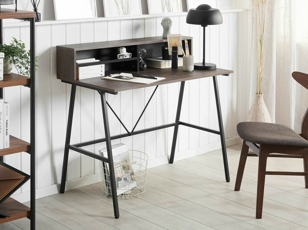 Darbo stalas Home Office Darbo stalas with Lentynos 100 x 50 cm Tamsi Medis HARISON 206497