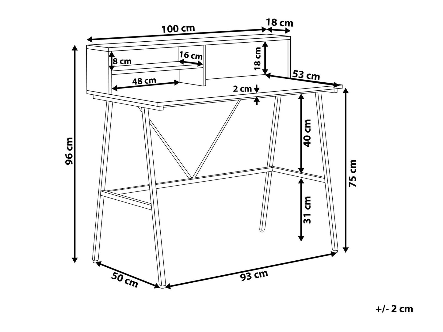 Darbo stalas Home Office Darbo stalas with Lentynos 100 x 50 cm Tamsi Medis HARISON 206497