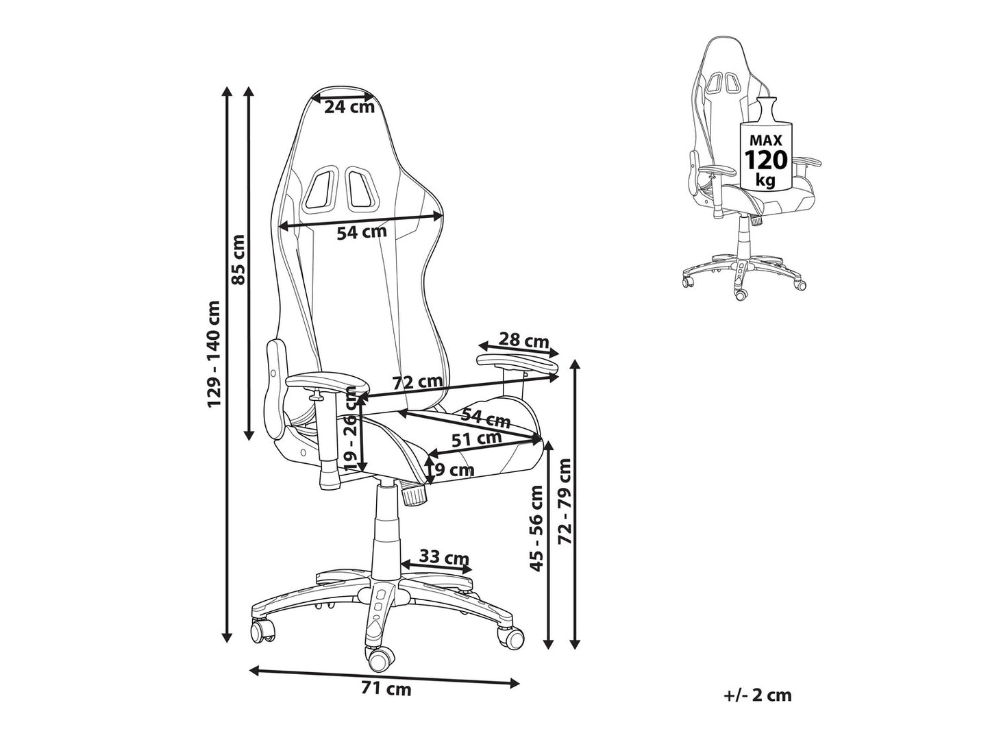 Žaidimų kėdė Gaming Kėdė Juoda and Auksas KNIGHT 170987 (Juoda + Auksinė)