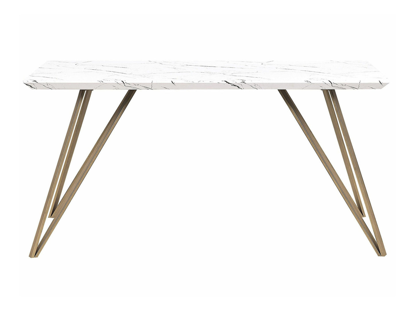 Stalas Dining Stalas 150 x 80 cm Marmuras Effect Balta with Auksas MOLDEN 238801 (Auksinė + Baltas marmuras)