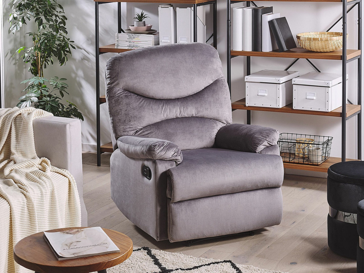 Fotelis reglaineris Velvetas Reglaineris Kėdė Pilka ESLOV 220299 (Pilka)