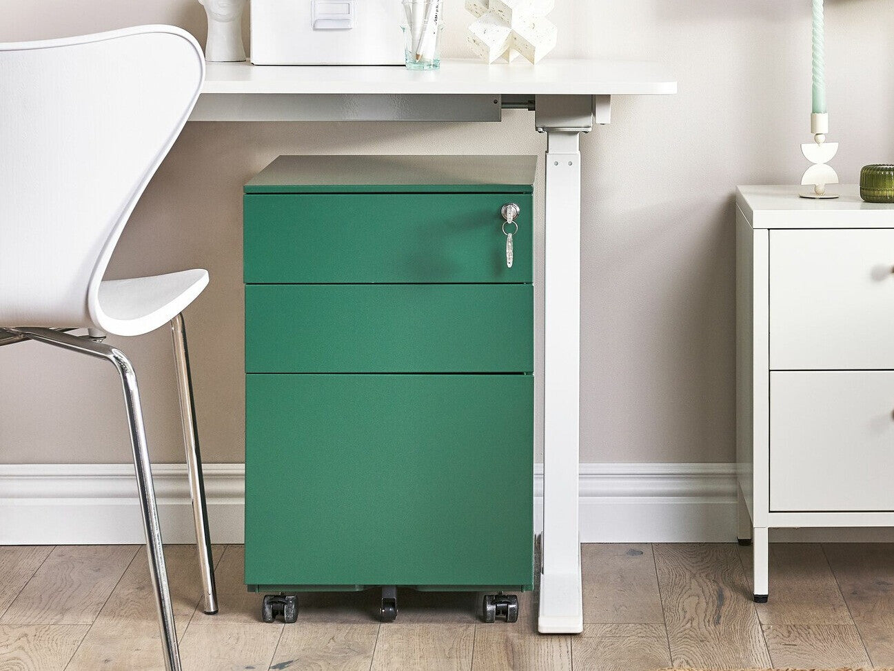 Stalčių blokas 3 Stalčius Metalas Storage Spintelė Žalia CAMI 359268 Spalva: Žalia