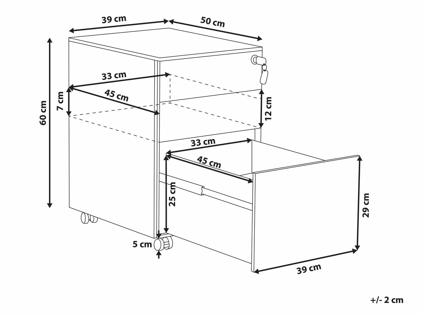 Stalčių blokas 3 Stalčius Metalas Storage Spintelė Žalia CAMI 359268 Spalva: Žalia