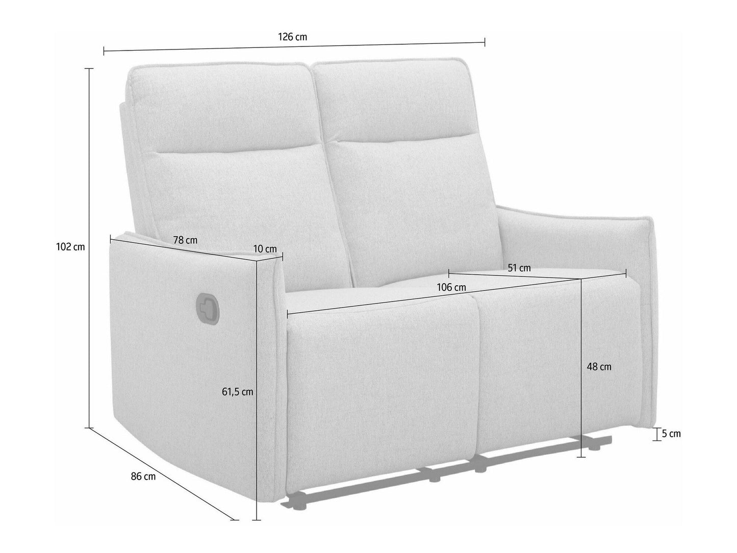 Sofa reglaineris Lugo Sofa with 2 Seats with Rankinis Function in Anthracit Gobelenas 12671088 (Antracitas)