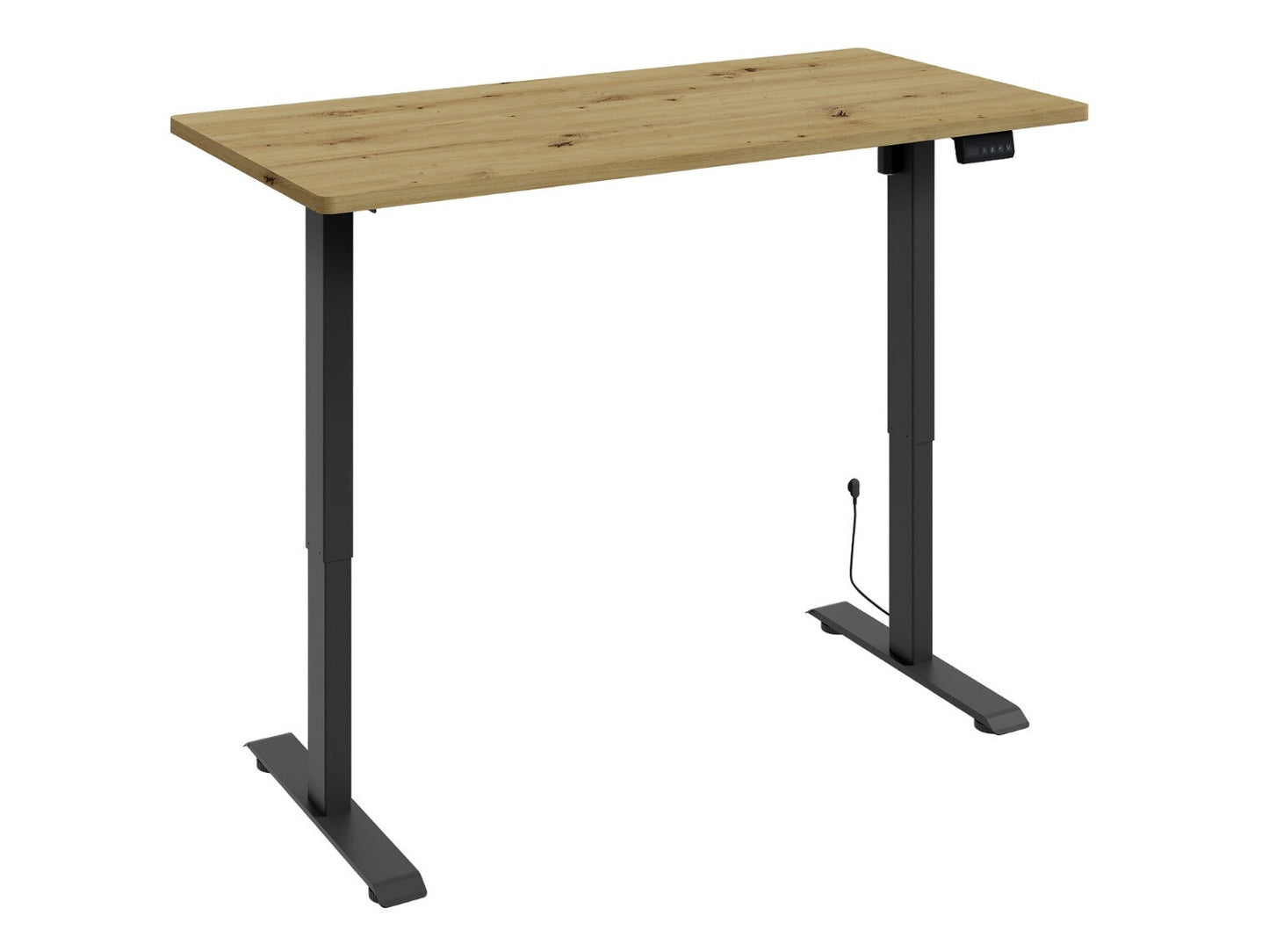 Reguliuojamo aukščio darbo stalas BIMOTION 140x70, Kojų spalva: Juoda, Stalviršio spalva: Artisan ąžuolas