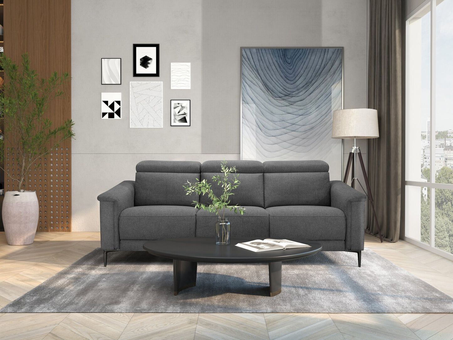 Sofa reglaineris Lund Sofa 3 Seater with 2 Elektrinis Reglaineris in Antracitas Gobelenas 1207549 (Antracitas)