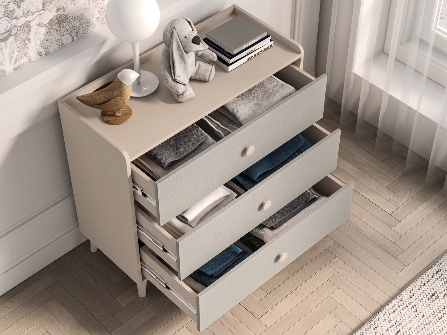Komoda Mevel 06 Desert sand/palladium grey - 3S chest of drawers