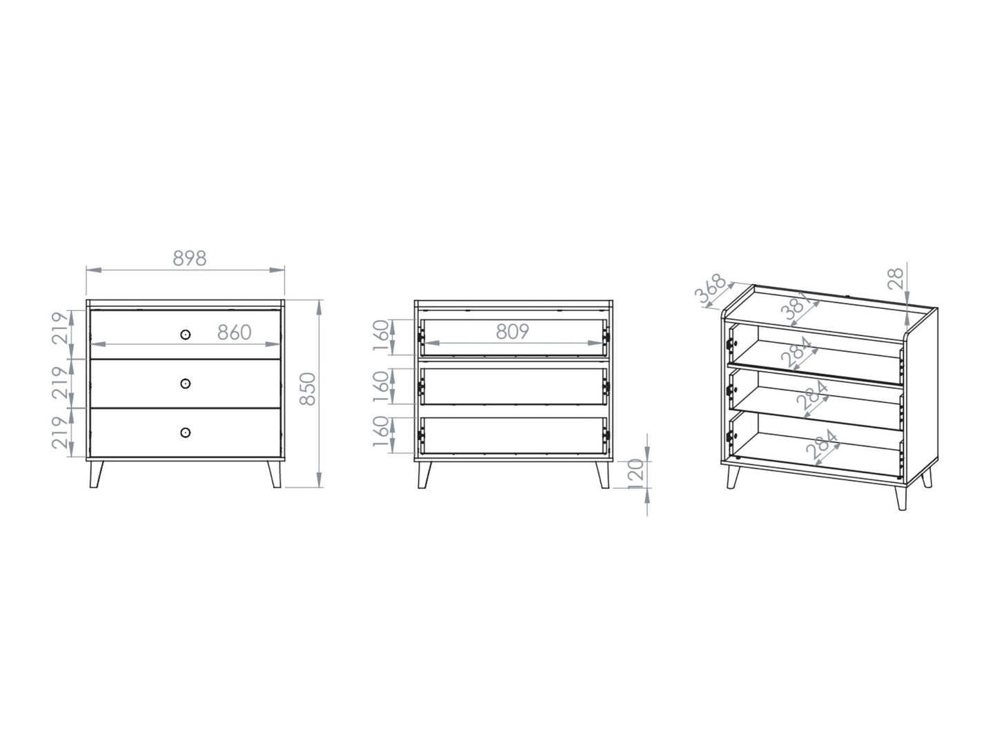 Komoda Mevel 06 Desert sand/palladium grey - 3S chest of drawers