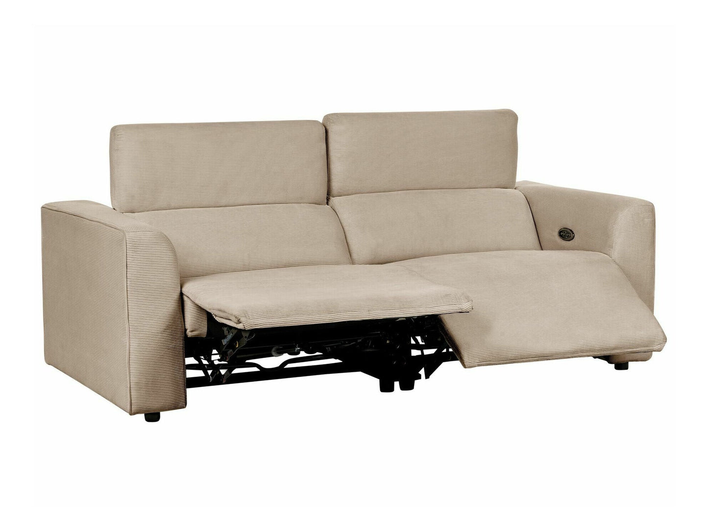 Sofa reglaineris 2 Seater Corduroy Elektrinis Reglaineris Sofa with USB Port ULVEN Sand Beige 468194 (Šviesi ruda)