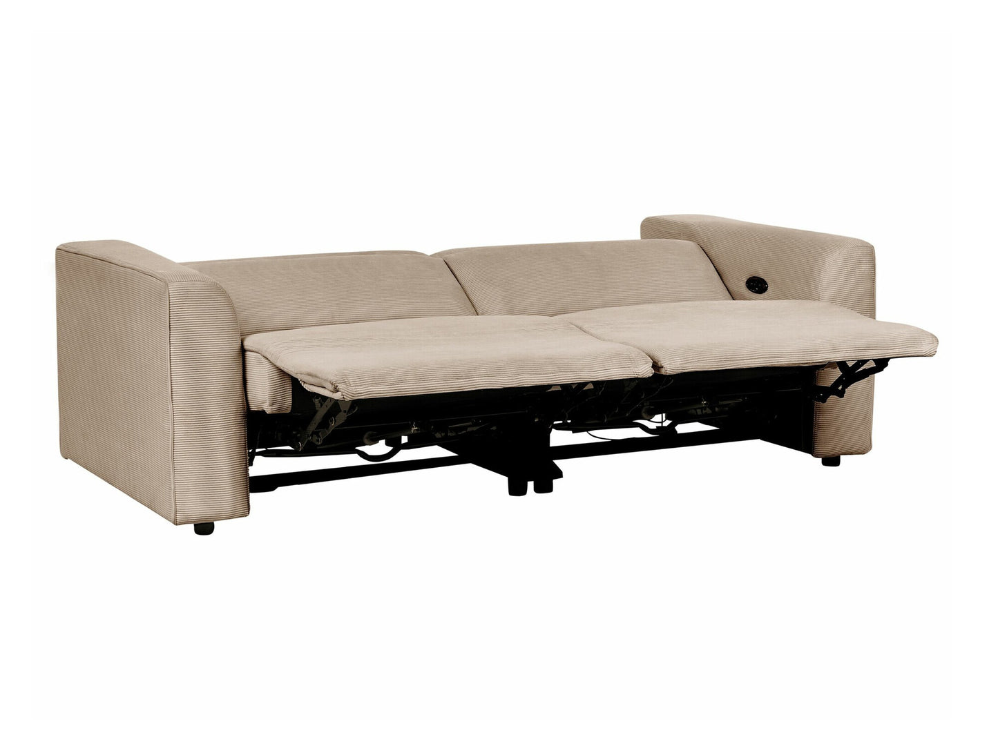 Sofa reglaineris 2 Seater Corduroy Elektrinis Reglaineris Sofa with USB Port ULVEN Sand Beige 468194 (Šviesi ruda)