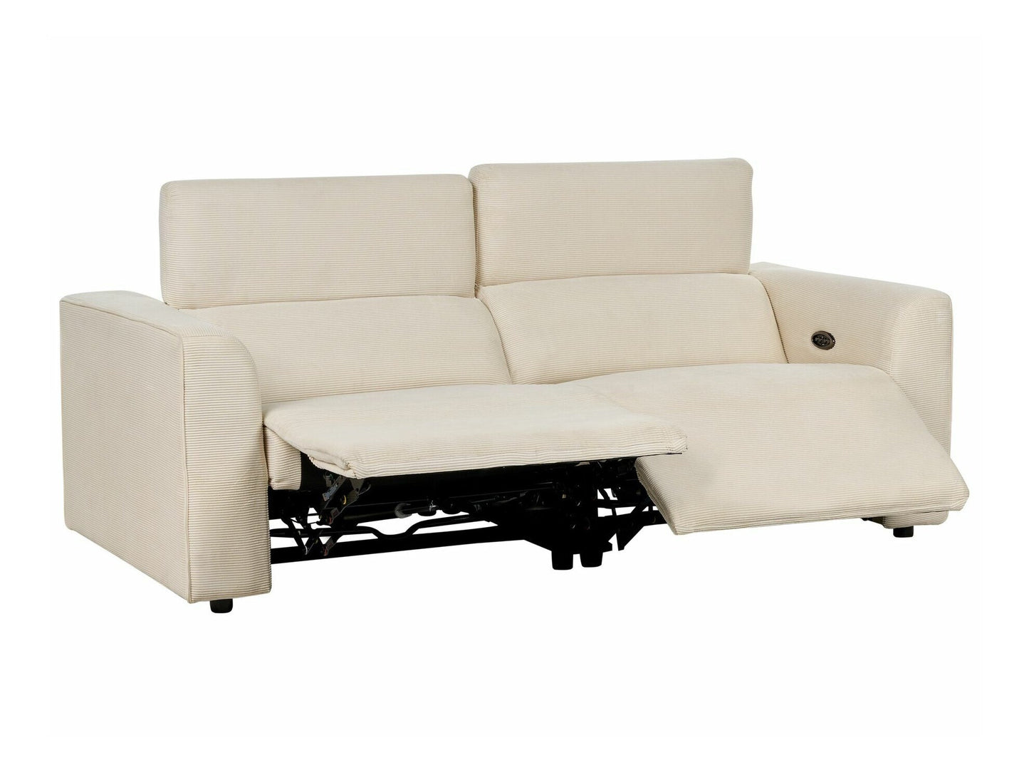 Sofa reglaineris 2 Seater Corduroy Elektrinis Reglaineris Sofa with USB Port ULVEN Beige 468213 (Beige)