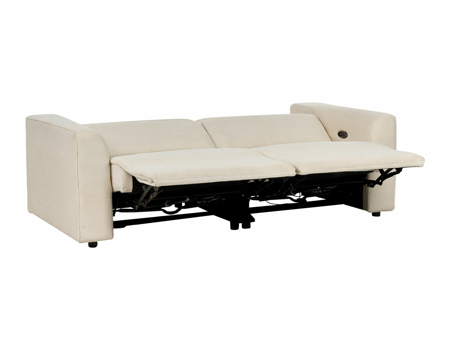 Sofa reglaineris 2 Seater Corduroy Elektrinis Reglaineris Sofa with USB Port ULVEN Beige 468213 (Beige)