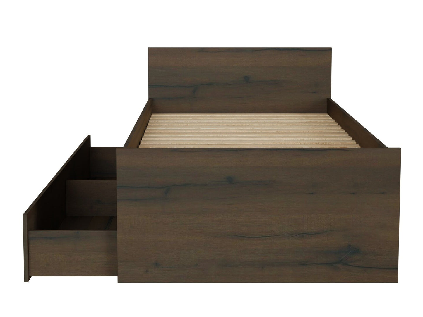 Lova Nepo Plus LOZ/90 / 120, Spalva: Tamsus ąžuolas, Miegamoji dalis: 90 x 200 cm, Patalynės dėžė: Yra Tamsus ąžuolas