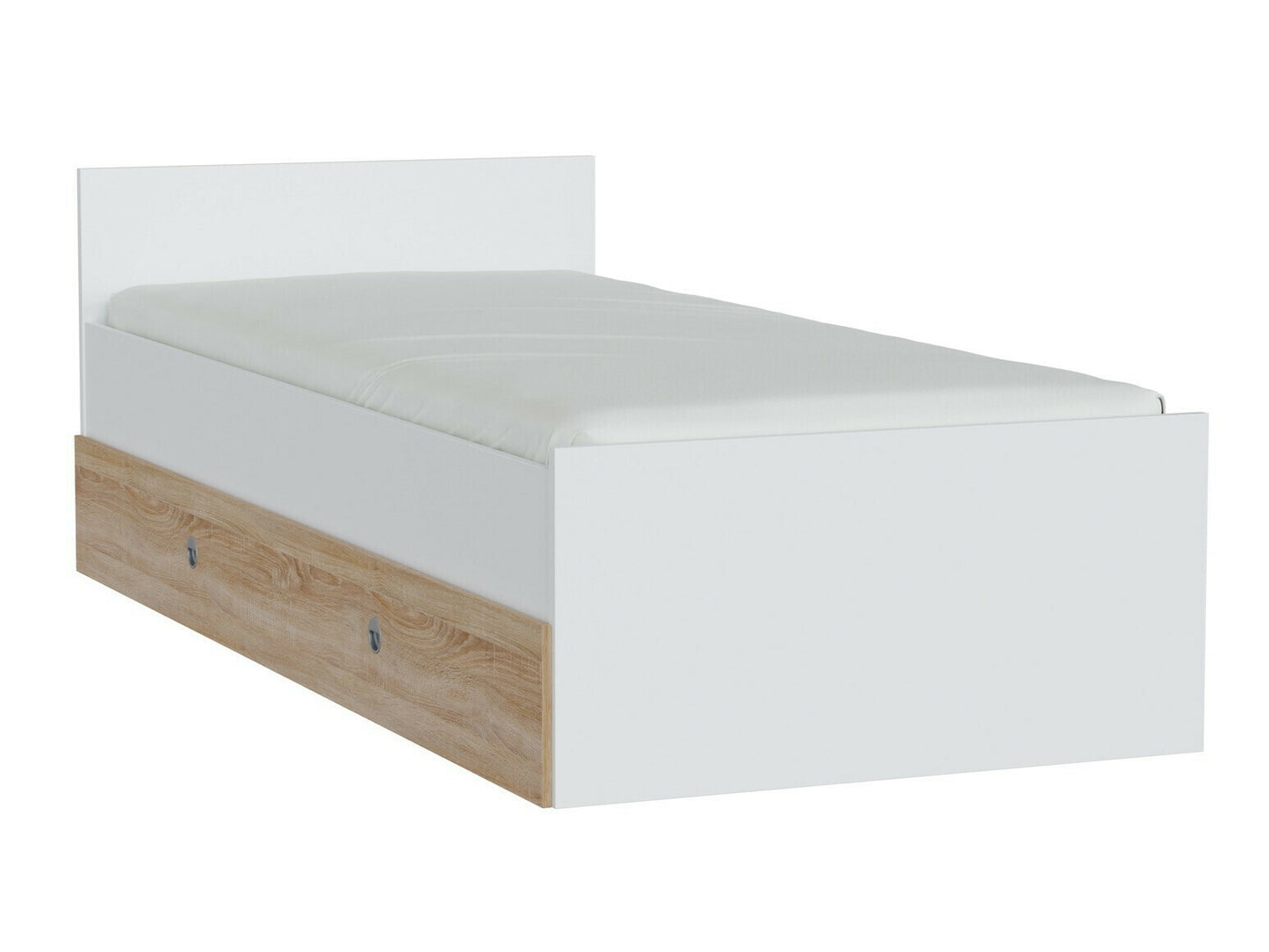 Lova Nepo Plus LOZ/90 / 120, Spalva: Balta, Miegamoji dalis: 120 x 200 cm, Patalynės dėžė: Yra Sonomos ąžuolas