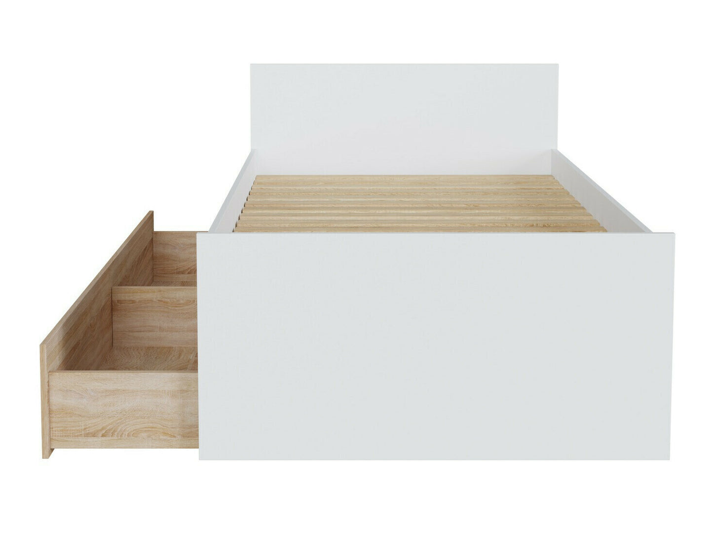 Lova Nepo Plus LOZ/90 / 120, Spalva: Balta, Miegamoji dalis: 120 x 200 cm, Patalynės dėžė: Yra Sonomos ąžuolas