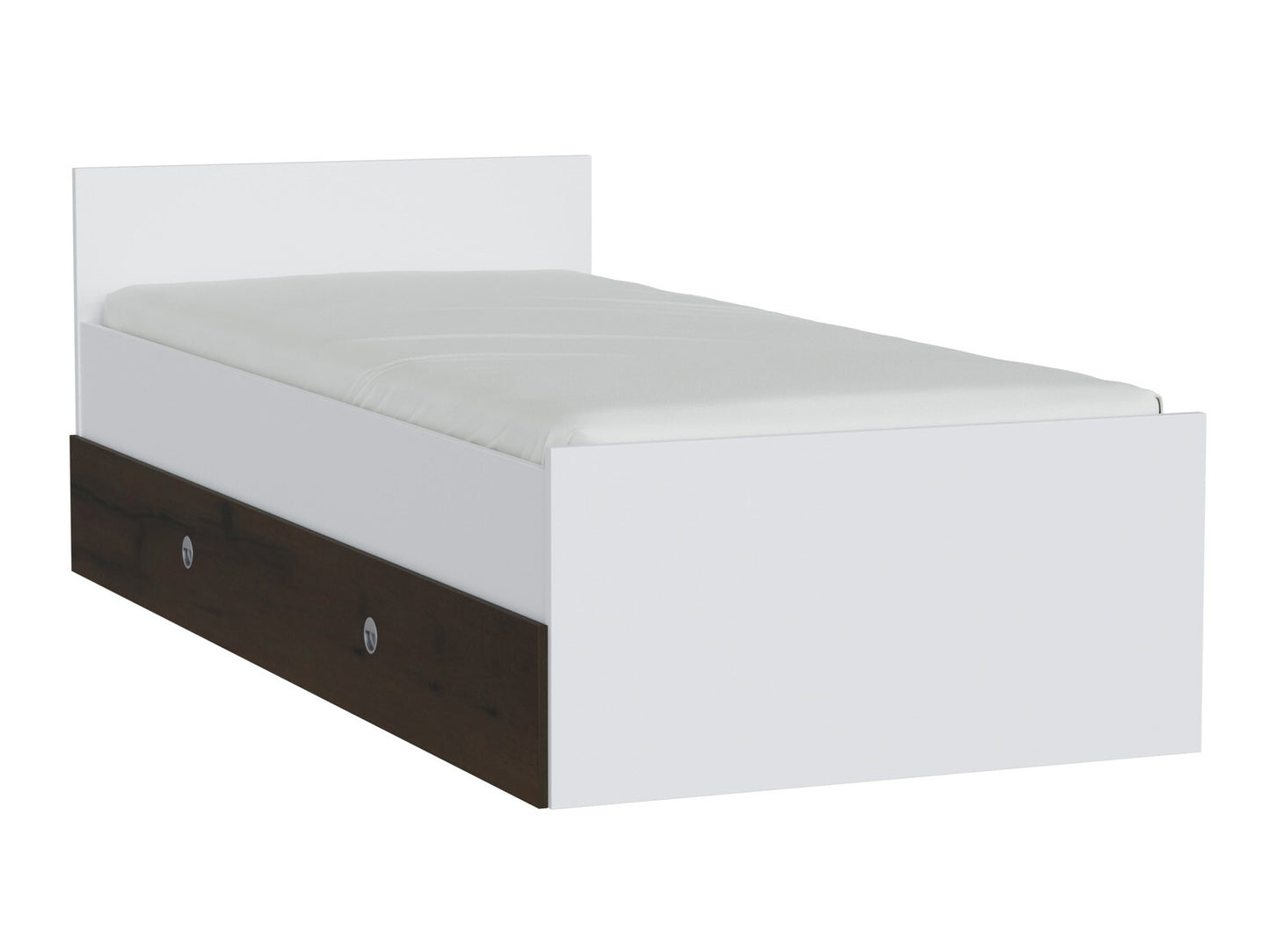Lova Nepo Plus LOZ/90 / 120, Spalva: Balta, Miegamoji dalis: 90 x 200 cm, Patalynės dėžė: Yra Tamsus ąžuolas