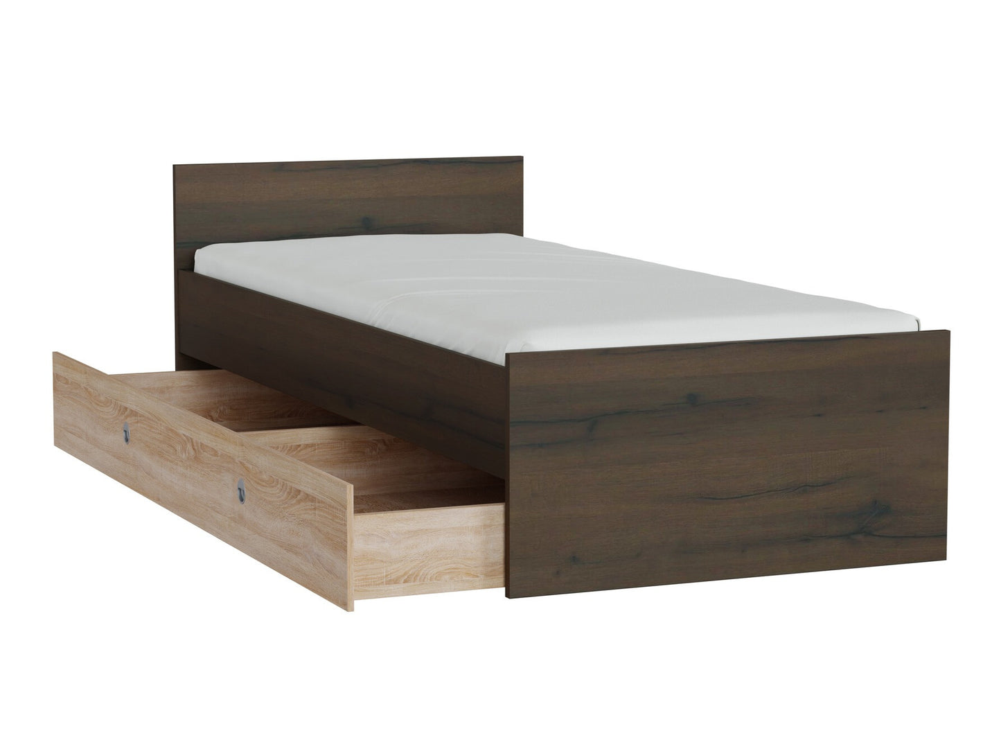 Lova Nepo Plus LOZ/90 / 120, Spalva: Tamsus ąžuolas, Miegamoji dalis: 90 x 200 cm, Patalynės dėžė: Yra Sonomos ąžuolas