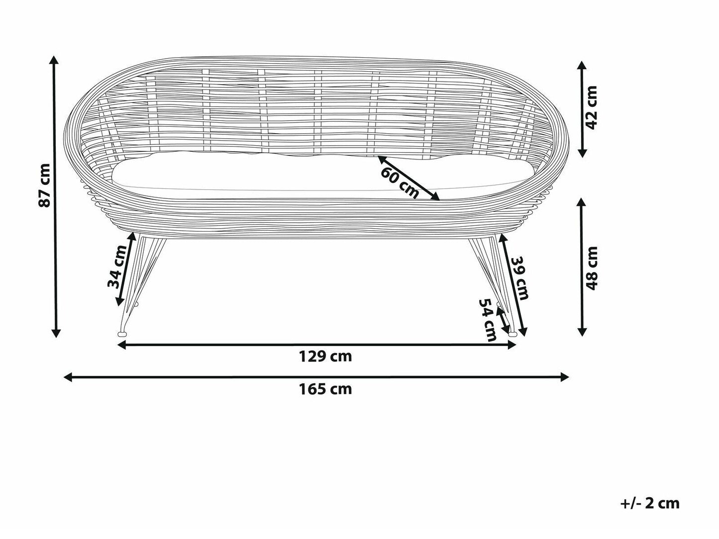 Lauko sofa Garden Sofa 2 Seater MARATEA Rattan Natural 414279