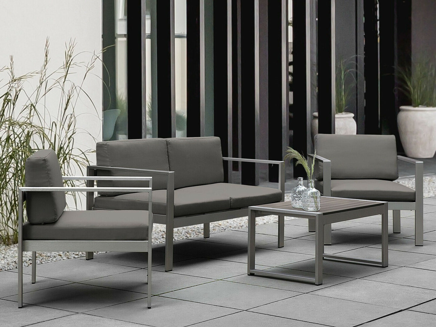 Lauko sofa Garden Sofa 2 Seater SALERNO Metalas Tamsi Pilka 93874 (Tamsi pilka)