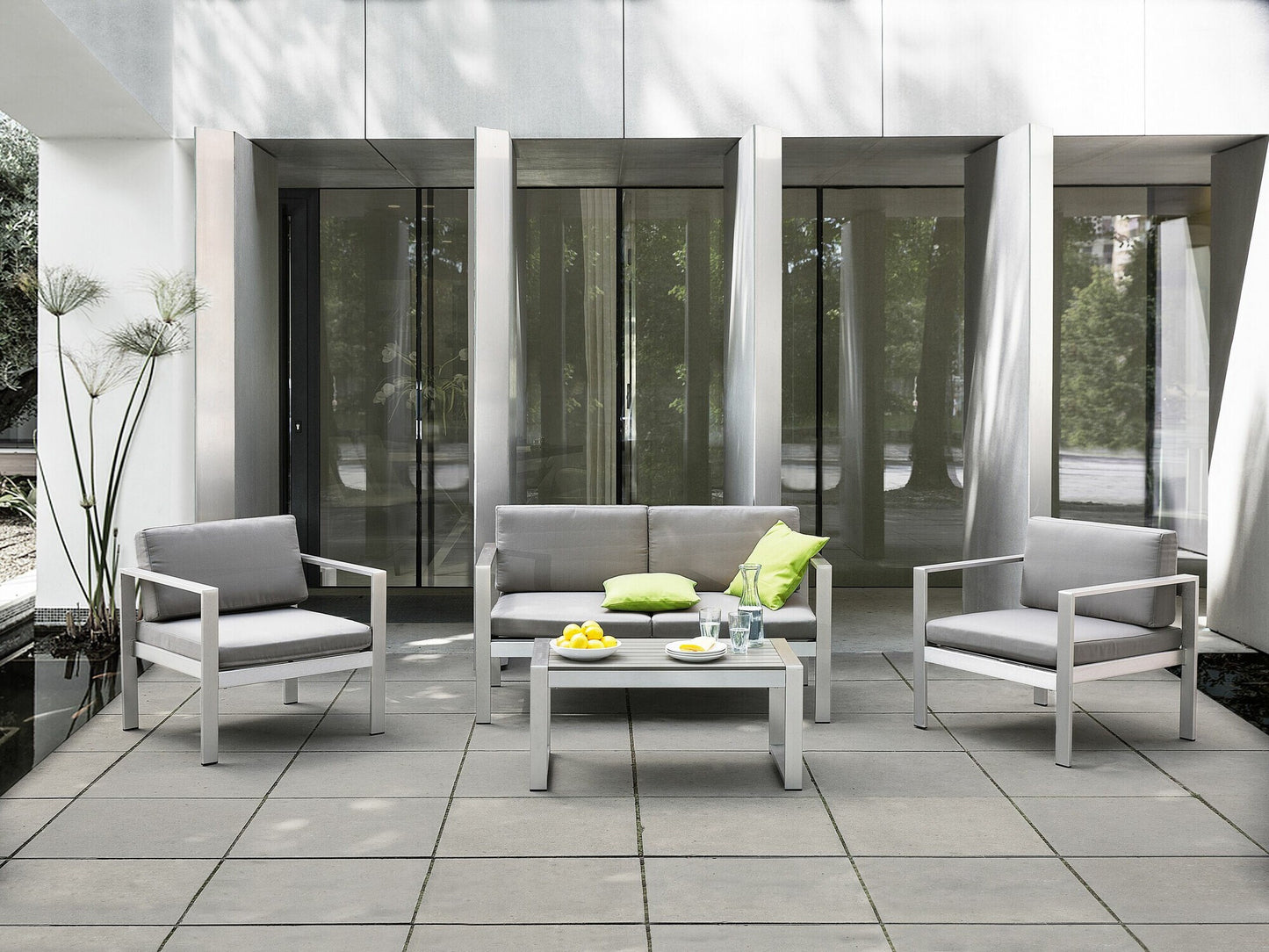 Lauko sofa Garden Sofa 2 Seater SALERNO Metalas Šviesi Pilka 93864 (Šviesi pilka)