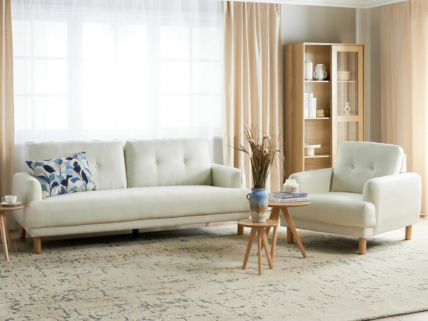 Minkštų baldų komplektas Gobelenas Living Room Komplektas TUVE 467492 (Kreminė)