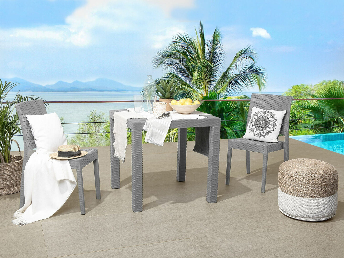 Lauko stalas Stalas FOSSANO 80 cm 80 cm Šviesi Pilka 159038 (Šviesi pilka)