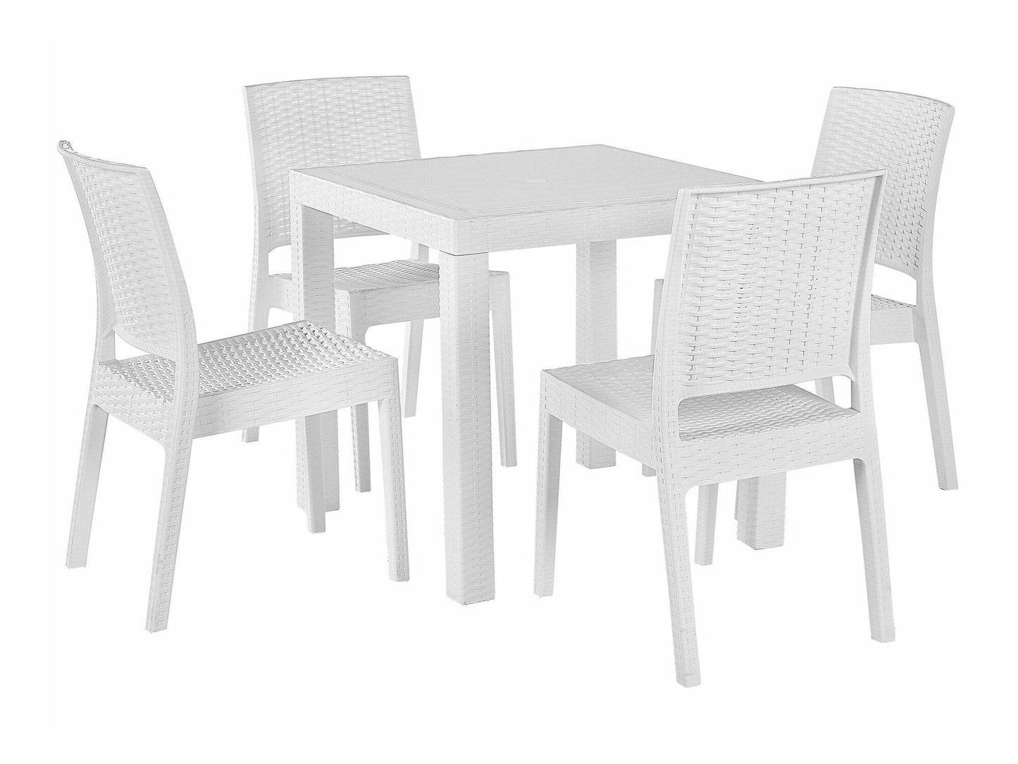 Stalo ir kėdžių komplektas Garden Dining Komplektas 4 Seater FOSSANO Balta 265652 (Balta)