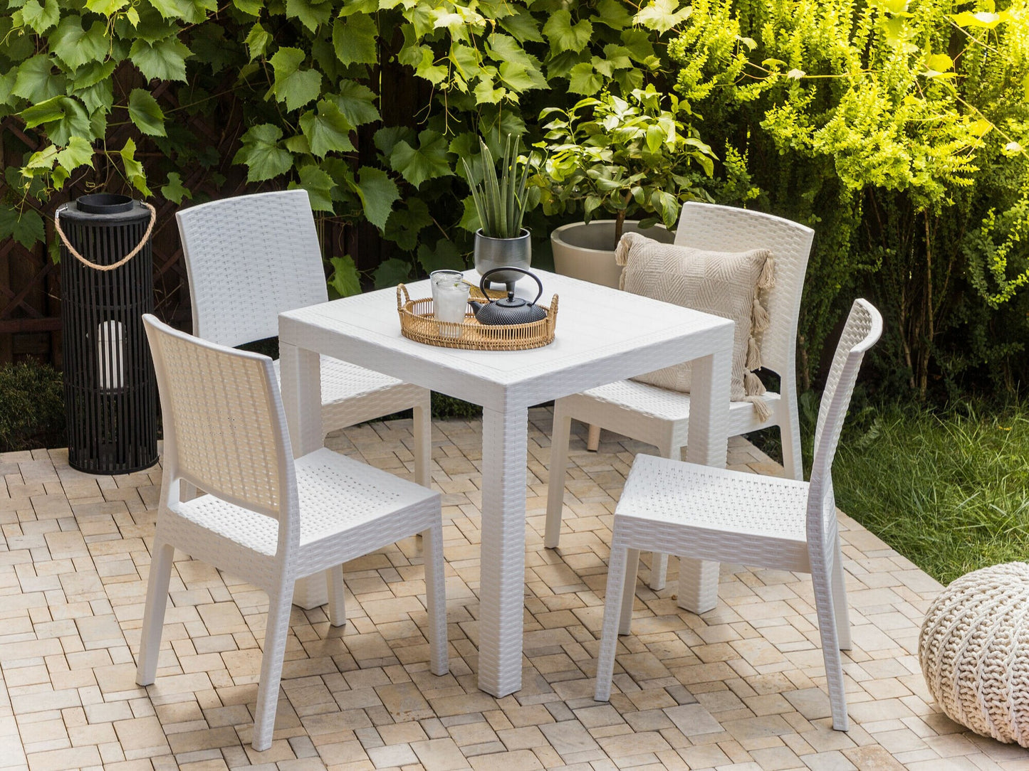 Stalo ir kėdžių komplektas Garden Dining Komplektas 4 Seater FOSSANO Balta 265652 (Balta)