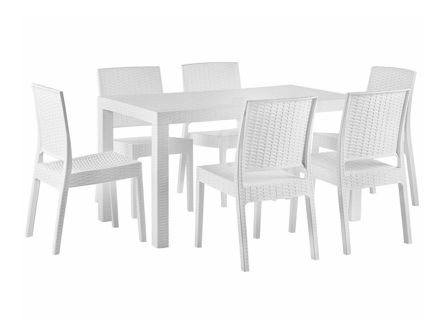 Stalo ir kėdžių komplektas Garden Dining Komplektas 6 Seater FOSSANO Balta 265672 (Balta)