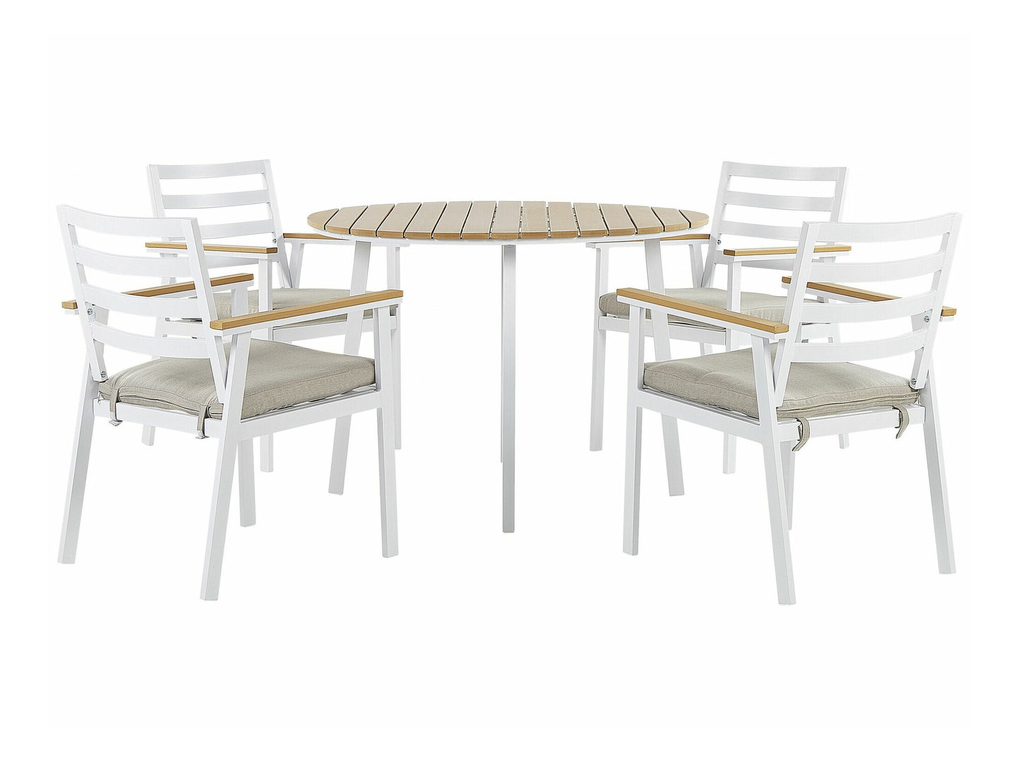 Stalo ir kėdžių komplektas Garden Dining Komplektas 4 Seater CAVOLI with Cushions Metalas Beige 306819 Paminkštinimo spalva: Beige