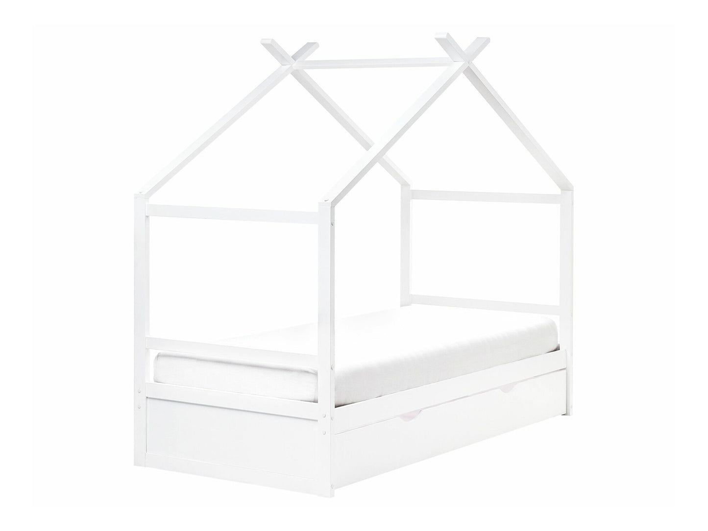 Lova Kids Lova Pušis Medis ORGEVAL 90 x 200 cm (EU Viengulės) with Storage Balta 594908 (Balta)