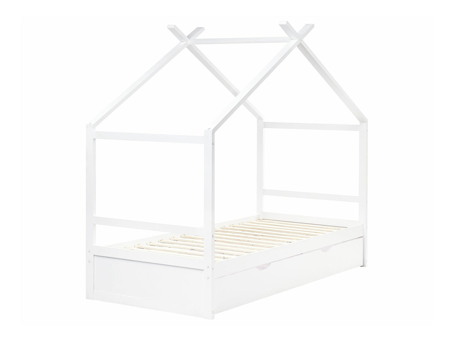 Lova Kids Lova Pušis Medis ORGEVAL 90 x 200 cm (EU Viengulės) with Storage Balta 594908 (Balta)
