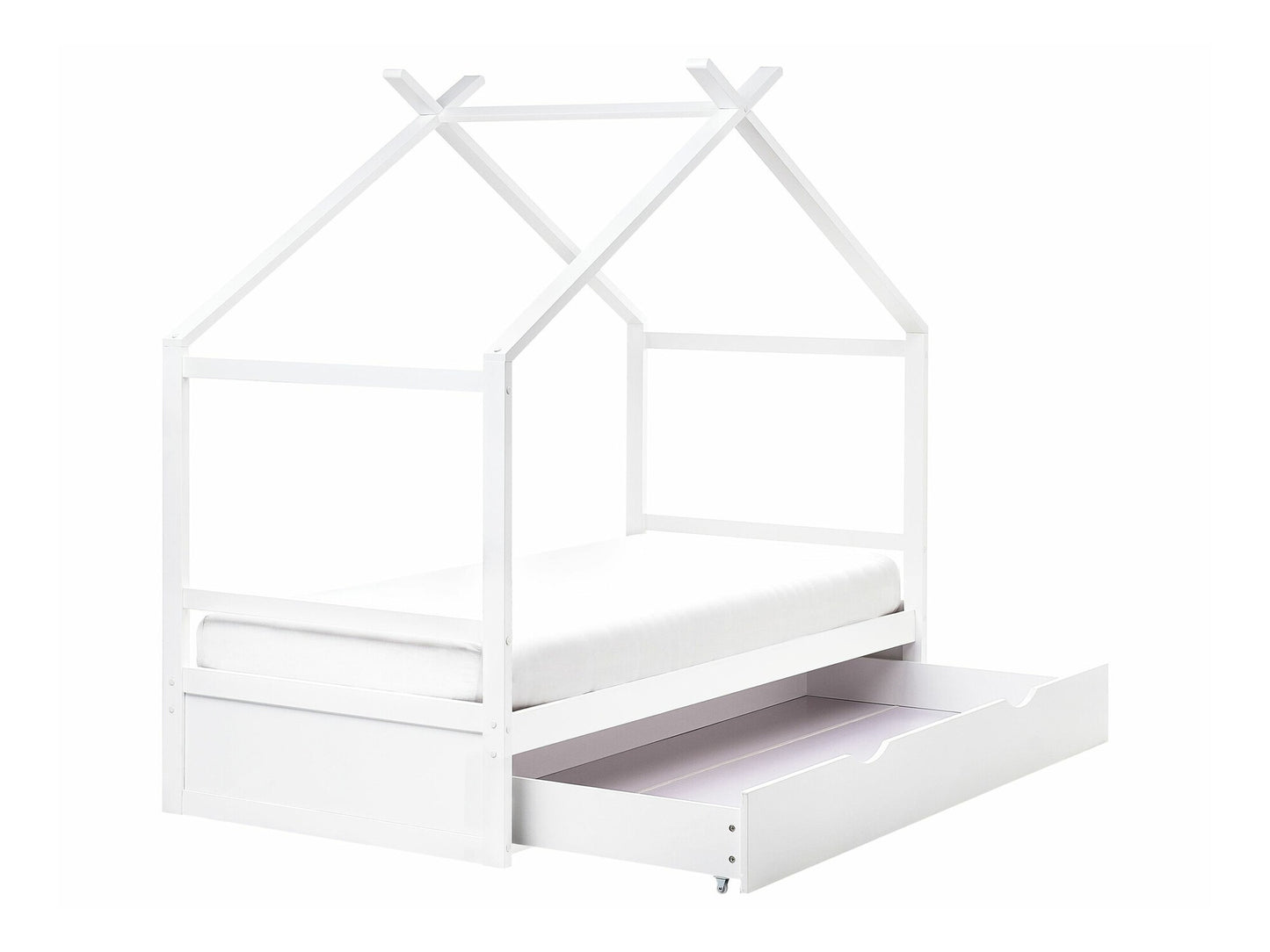 Lova Kids Lova Pušis Medis ORGEVAL 90 x 200 cm (EU Viengulės) with Storage Balta 594908 (Balta)