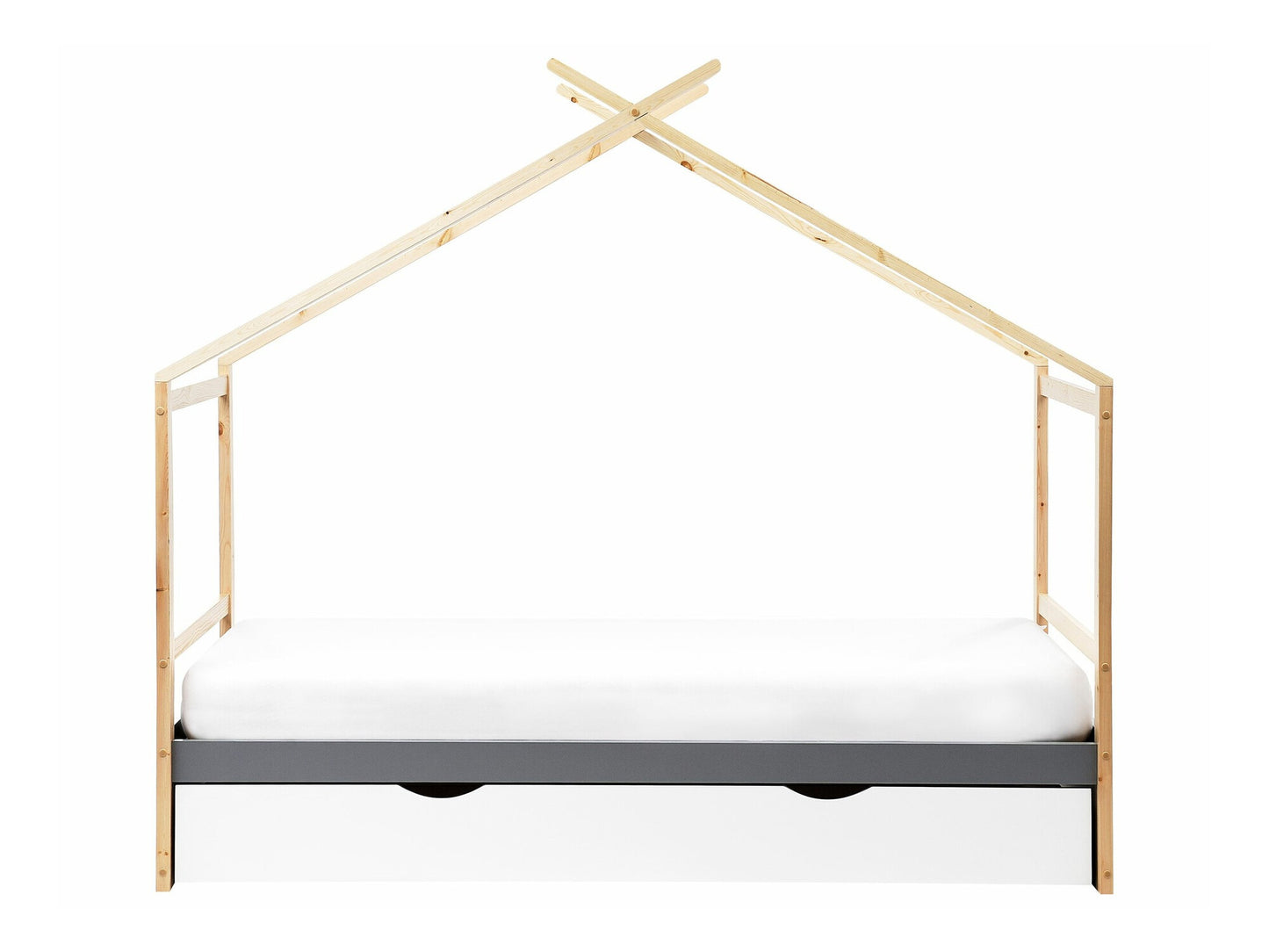 Lova Kids Lova Pušis Medis ORGEVAL 90 x 200 cm (EU Viengulės) with Storage Pilka 595005 (Pilka + Šviesus medis)