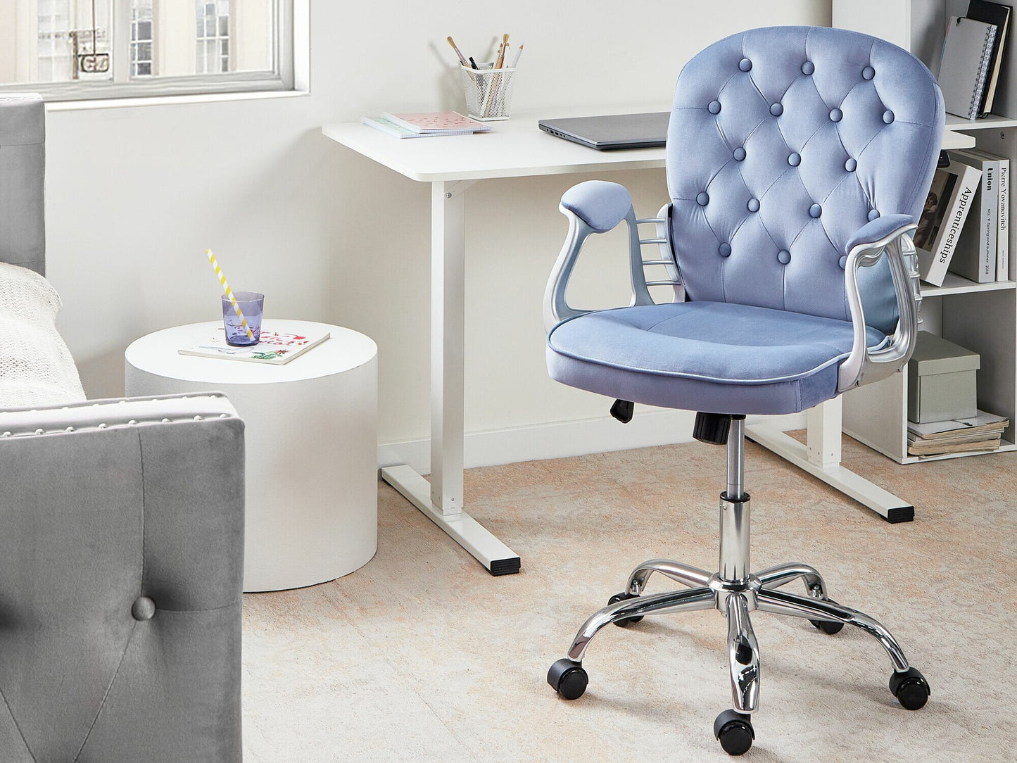 Biuro kėdė Swivel Velvetas Office Kėdė PRINCESS 2 Šviesi Mėlyna 609075 (Šviesi mėlyna)