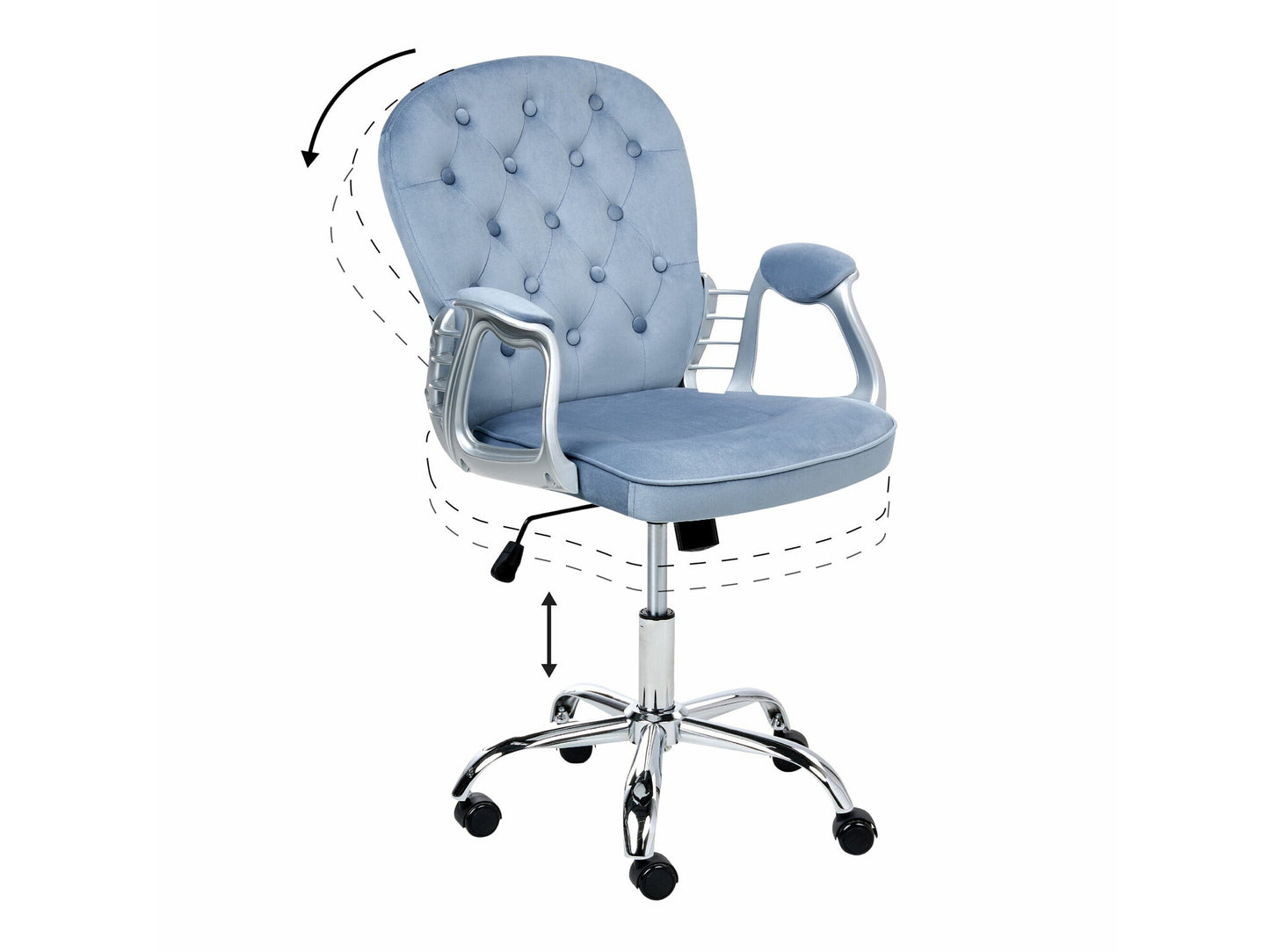 Biuro kėdė Swivel Velvetas Office Kėdė PRINCESS 2 Šviesi Mėlyna 609075 (Šviesi mėlyna)