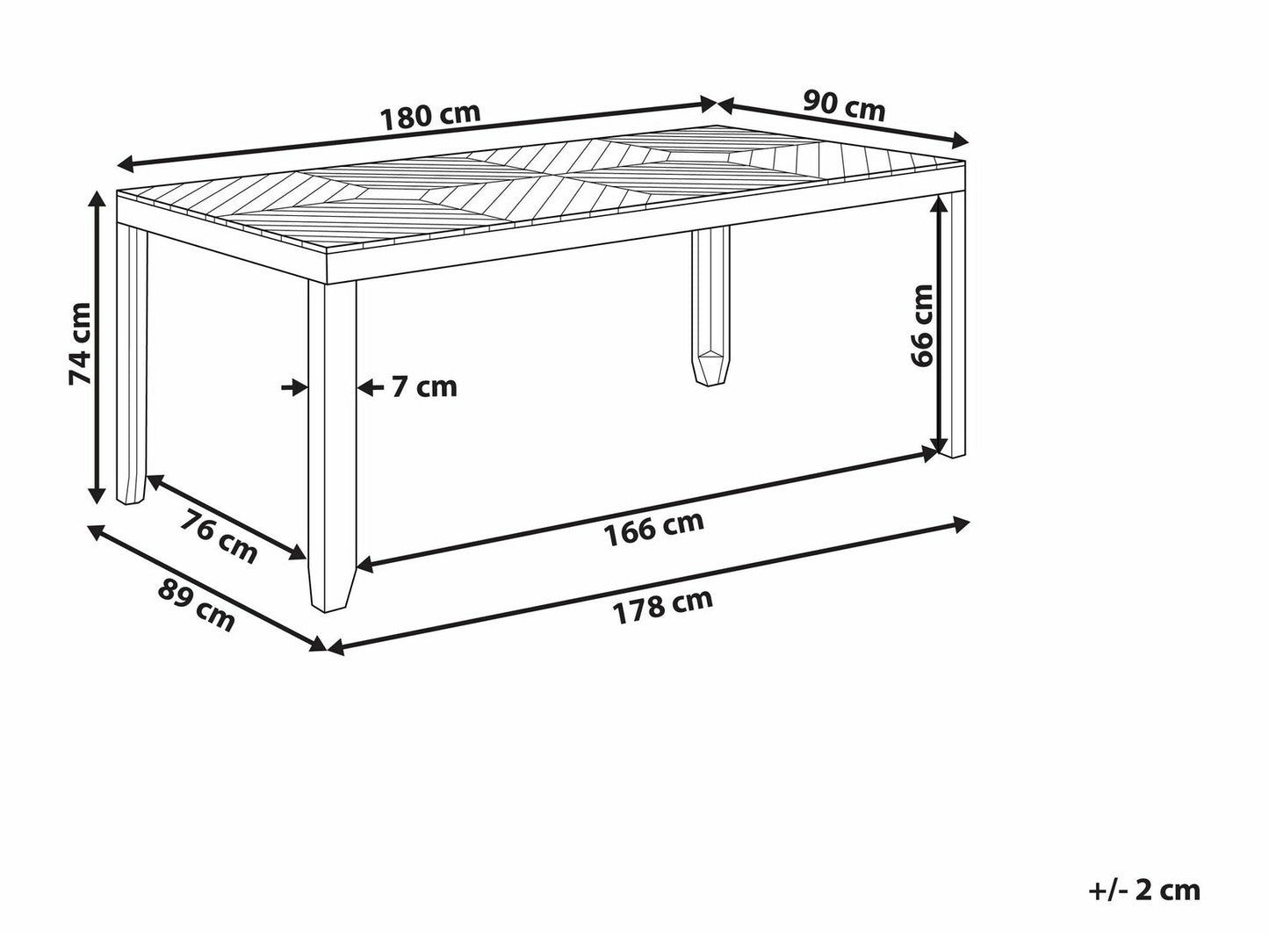Stalas Garden Dining Stalas BARATTI 90 cm 180 cm Akacija Medis Ruda 399923