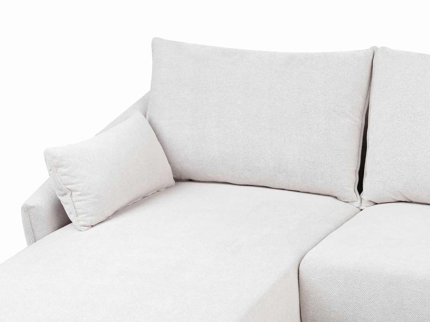 Minkštas kampas Dešininis Hand Velvetas Kampinis Sofa VARDE 597381, Spalva: Balta, LED apšvietimas: Nėra