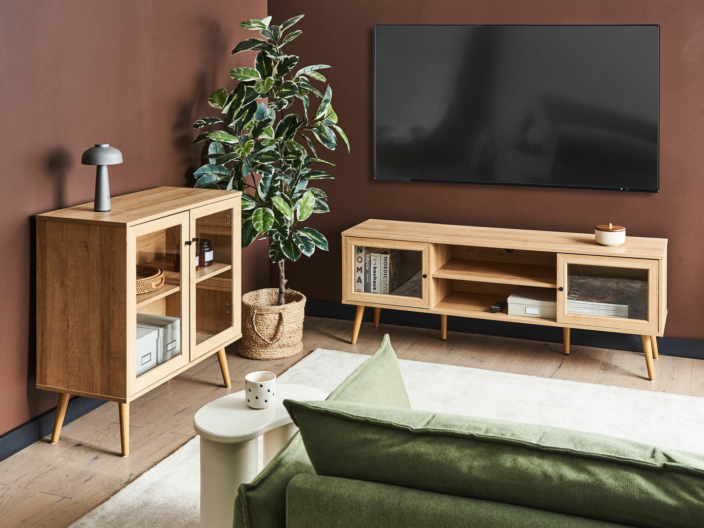 TV staliukas TV Stand ALBANY Šviesi Ruda 594180
