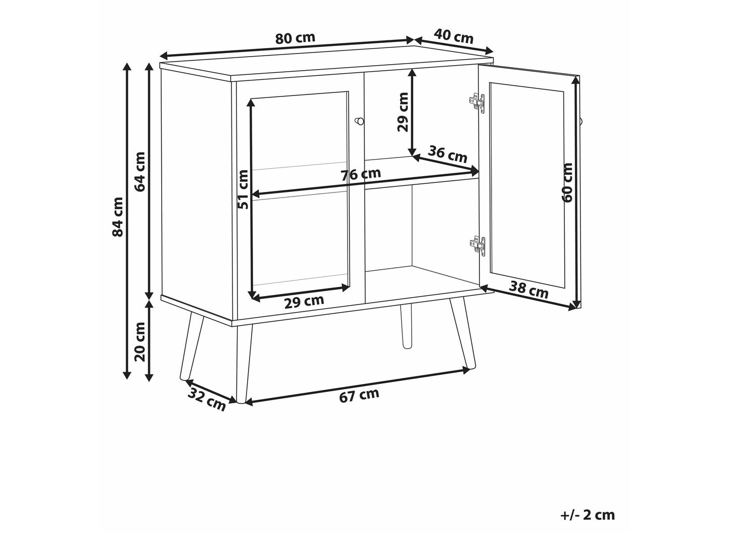 Spintelė Stiklas Display Spintelė ALBANY 80 cm Šviesi Ruda 594295