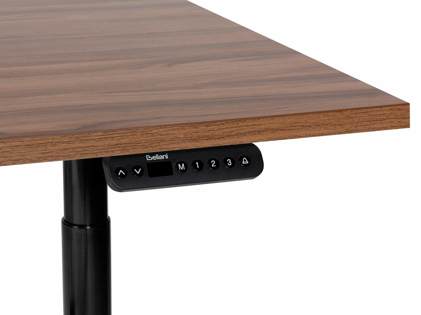 Reguliuojamo aukščio darbo stalas DESTINAS elektrinis 120 cm, Stalviršio spalva: Tamsus medis, Kojų spalva: Juoda