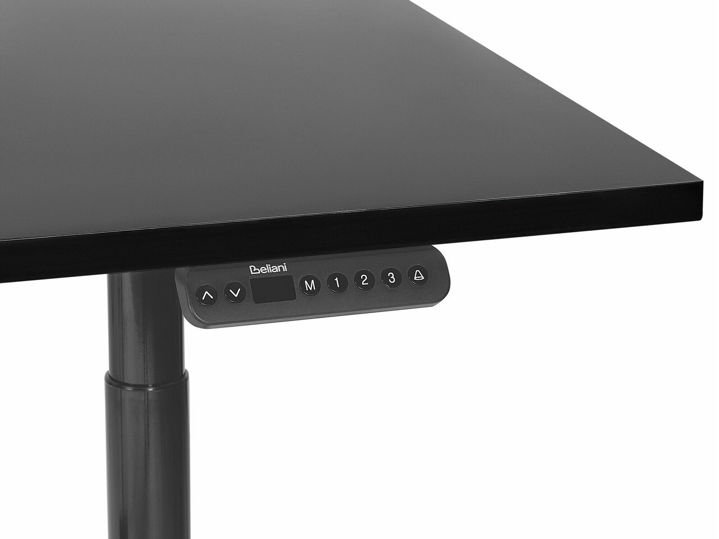 Reguliuojamo aukščio darbo stalas DESTINAS elektrinis 160 cm, Stalviršio spalva: Juoda, Kojų spalva: Juoda