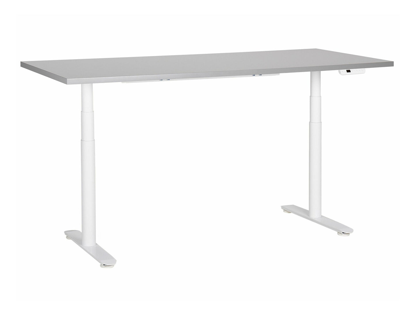 Reguliuojamo aukščio darbo stalas DESTINAS elektrinis, 180 x 80 cm 444081, Stalviršio spalva: Šviesi pilka, Kojų spalva: Balta
