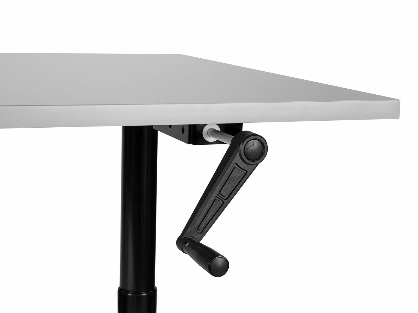 Reguliuojamo aukščio darbo stalas DESTINAS rankinis 160 cm 446612, Stalviršio spalva: Pilka, Kojų spalva: Juoda