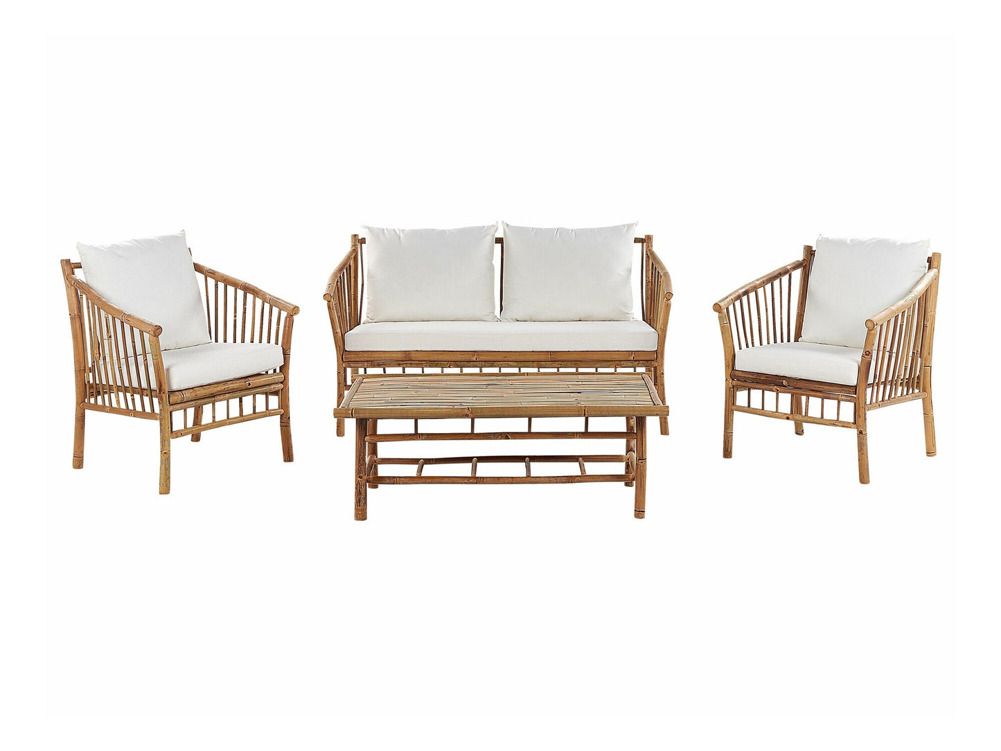 Lauko baldų komplektas Garden Lounge Komplektas with Stalas 4 Seater MAGGIORE Bambukas Medis Šviesi Ruda 341018